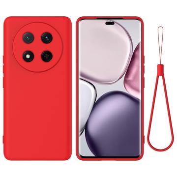Capa de silicone líquido com correia de mão para Honor X60 Pro/X9c/Magic7 Lite - Vermelho
