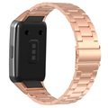 Bracelete em Aço Inoxidável para Huawei Band 6, Honor Band 6 - 37mm - Cor-de-Rosa Dourado