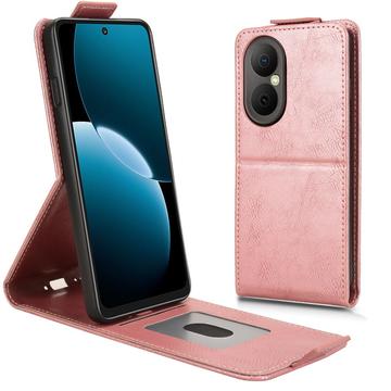 Capa flip vertical com suporte para Huawei Enjoy 80 - Cor-de-Rosa Dourado