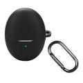 Capa em Silicone com Mosquetão para Huawei FreeBuds 6 - Preto