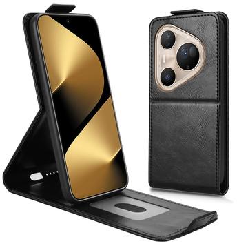 Capa flip vertical com suporte para Huawei Pura 80 Ultra - Preto