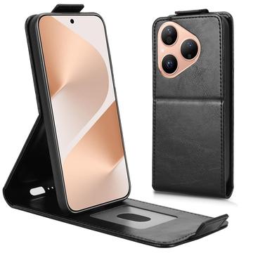 Capa flip vertical com suporte para Huawei Pura 80 - Preto