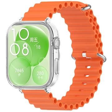 Correia de silicone desportiva com capa para Huawei Watch Fit 3 - Laranja