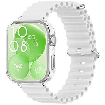 Correia de silicone desportiva com capa para Huawei Watch Fit 3 - Branco