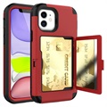 Capa Híbrida com Espelho Secreto & Ranhura para Cartões iPhone 12 Mini - Vermelho