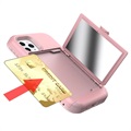 Capa Híbrida com Espelho Secreto & Ranhura para Cartões iPhone 12/12 Pro - Cor-de-Rosa