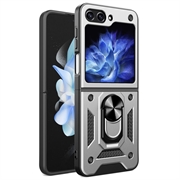 Capa Híbrida com Suporte de Anel para Samsung Galaxy Z Flip6/Z Flip7 FE - Prateado