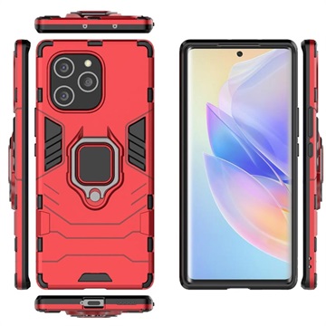 Capa Híbrida com Anilha para Honor 60 SE - Vermelho