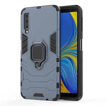 Capa Híbrida com Suporte de Anel Samsung Galaxy A7 (2018) - Cinzento