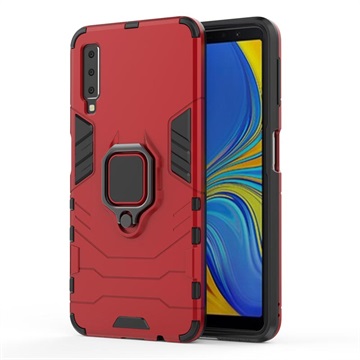 Capa Híbrida com Suporte de Anel Samsung Galaxy A7 (2018) - Vermelho