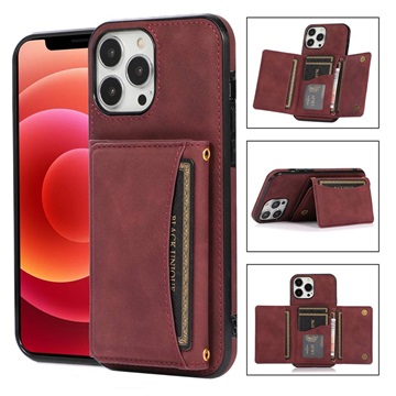 Capa Híbrida com Carteira para iPhone 14 Pro - Vinho Vermelho