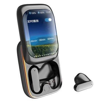 Auscultadores sem fios IB-G9 TWS com ecrã a cores deslizante e redução de ruído - Preto