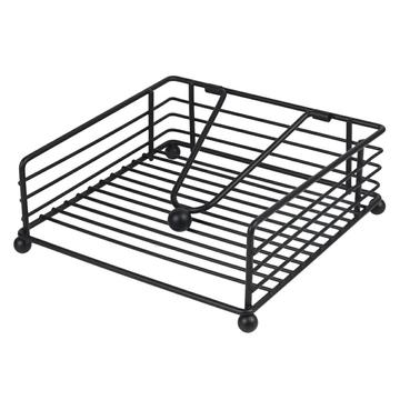 Porta-guardanapos em ferro com prensa para papel - Preto