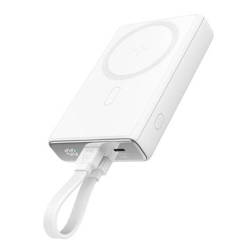 JOYROOM JR-PBM01 PD 20W 10000mAh Carregador magnético sem fios para telemóvel com cabo incorporado / suporte - Branco