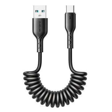 Cabo USB-A para USB-C Joyroom 3A Easy-Travel Coiled Fast-Charge - 1.5m - Preto