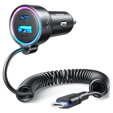 Carregador Rápido de Carro 3 em 1 Joyroom JR-CL07 55W - USB-C - Preto