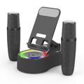 Suporte para telemóvel rotativo K500 com altifalante Bluetooth e 2 microfones de karaoke - Preto