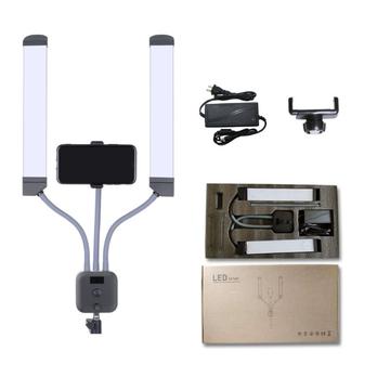 KN176 Luz LED de braço duplo 3000K-6000K Kit de iluminação portátil para câmara selfie para transmissões, filmagens, fotografia