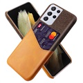 Bolsa KSQ com Compartimento para Cartão para Samsung Galaxy S21 Ultra 5G - Café