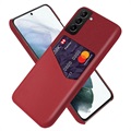 Capa com Porta-Cartões KSQ para Samsung Galaxy S22 5G - Vermelho
