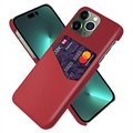 Capa com Porta-Cartões KSQ para iPhone 14 Pro Max - Vermelho