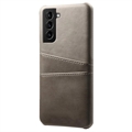 Capa de Plástico Revestida KSQ para Samsung Galaxy S22 5G com Compartimentos para Cartões - Cinzento