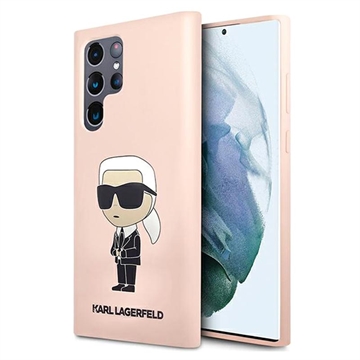 Capa em Silicone Karl Lagerfeld Ikonik para Samsung Galaxy S23 Ultra 5G - Cor-de-Rosa