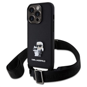 Capa Karl Lagerfeld Saffiano Crossbody Metal Karl & Choupette para iPhone 15 Pro - Preto