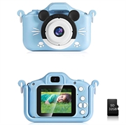 Câmara Fotográfica Digital Infantil com Cartão de Memória de 32GB - Azul