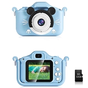 Câmara Fotográfica Digital Infantil com Cartão de Memória de 32GB (Embalagem aberta - Satisfatório) - Azul