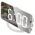 Relógio Despertador Led com Visor Digital e Espelho TS-8201 - Branco