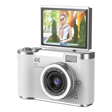 LK007 Câmara digital de ecrã panorâmico com cartão de memória de 32GB - Branco