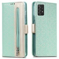 Bolsa tipo Carteira Lace Pattern para Samsung Galaxy A52 5G, Galaxy A52s - Verde