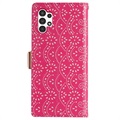 Bolsa tipo Carteira Lace Pattern para Samsung Galaxy A13 - Cor-de-Rosa Forte