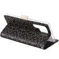 Bolsa tipo Carteira Lace Pattern para Samsung Galaxy S22 Ultra 5G - Preto