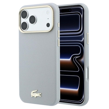 Capa para iPhone 18 Pro Lacoste Champs Élysées - Compatível com MagSafe - Cinzento Claro