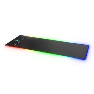 Teclado/rato RGB antiderrapante de grandes dimensões com carregador sem fios de 15W - Preto