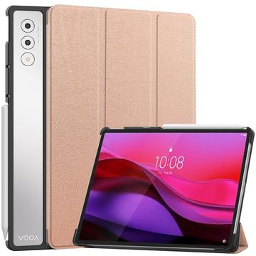 Bolsa Fólio Inteligente Tri-Fold para Lenovo Yoga Tab Plus - Cor-de-Rosa Dourado