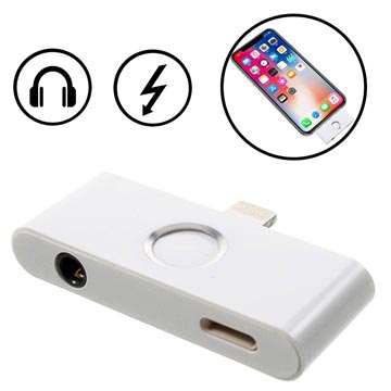 Adaptador Lightning e Áudio 3.5mm com Botão Home para iPhone X - Prateado