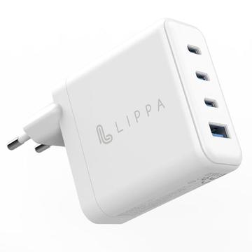 Carregador de parede Lippa 100W PD & QC GaN - 3x USB-C, USB-A - Branco