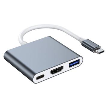 Concentrador USB-C 3 em 1 de 87 W Lippa - PD, 4K - Cinzento