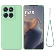 Capa de silicone líquido com correia de mão para Motorola Edge 70 - Verde