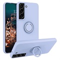 Capa de Silicone Líquido com Suporte de Anel para Samsung Galaxy S22 5G - Púrpura