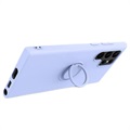Capa de Silicone Líquido com Suporte de Anel para Samsung Galaxy S22 Ultra 5G - Púrpura