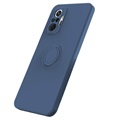 Capa de Silicone Líquido com Suporte de Anel para Xiaomi Redmi Note 10 Pro - Azul