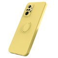 Capa de Silicone Líquido com Suporte de Anel para Xiaomi Redmi Note 10 Pro - Amarelo