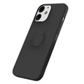 Capa de Silicone Líquido com Anilha para iPhone 13 - Preto
