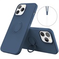 Capa de Silicone Líquido com Anilha para iPhone 13 Pro - Azul