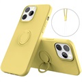 Capa de Silicone Líquido com Anilha para iPhone 13 Pro Max - Amarelo
