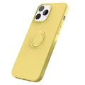 Capa de Silicone Líquido com Anilha para iPhone 13 Pro - Amarelo